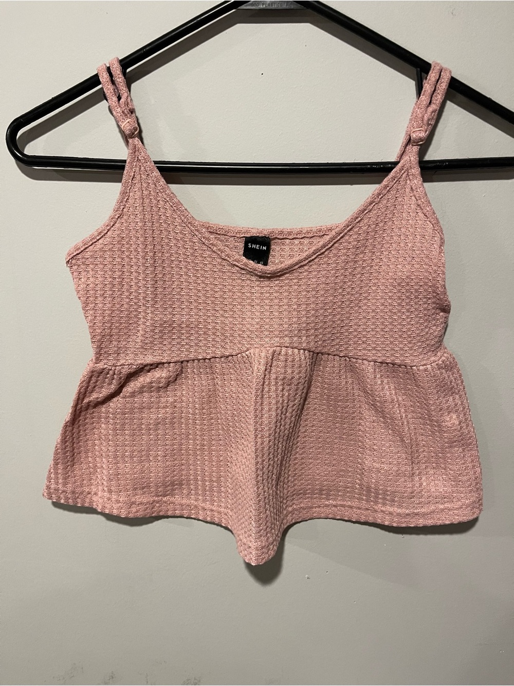 SHEIN Blush Pink Textured Peplum Cami Top